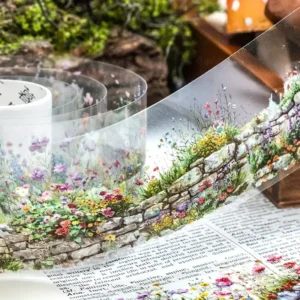 Pet Tape bloemenmuur met Grijze stenen
