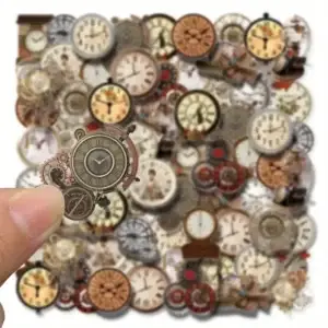 Transparante stickers vintage klokken