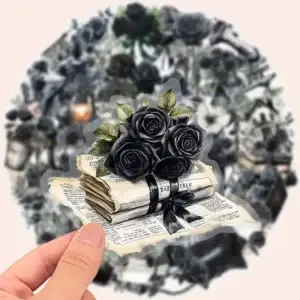 Transparante stickers zwarte rozen