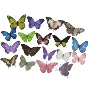 Transparante stickers gekleurde vlinders