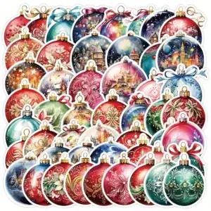Kerstballen Stickers โ Set van 10 | Scrapbooking & Cadeau Decoratie