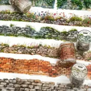 PET Tape Rollen โ Stenen Muren 6 varianten