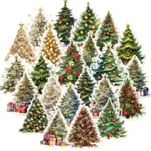 Kerstboom Stickers โ Set van 10 | Scrapbooking & Cadeau Decoratie