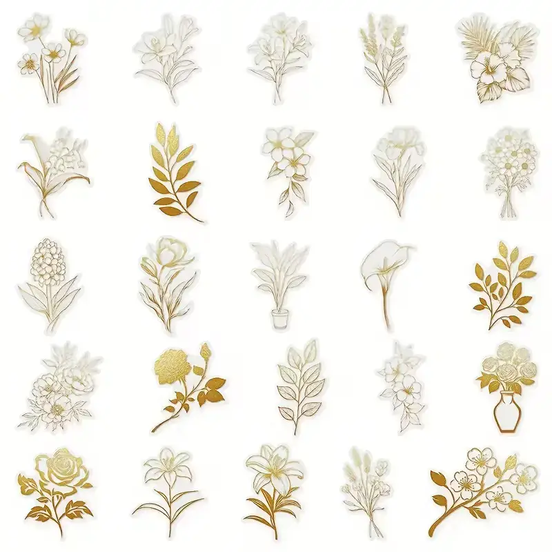 Transparante Stickers โ Gouden Bloemen (10 stuks) - Afbeelding 5