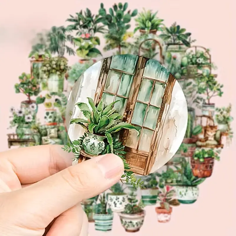 Transparante Stickers โ Planten in Potten (10 stuks) - Afbeelding 3