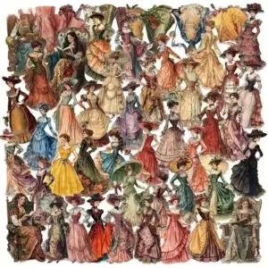 Transparante Stickers - Vintage Damesmode (set van 10)