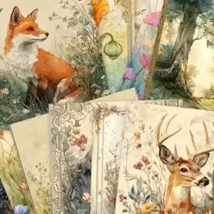 Papier Set Bosdieren โ 10 Decoratieve Papieren (15x15 cm)