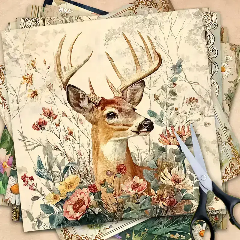 Papier Set Bosdieren โ 10 Decoratieve Papieren (15x15 cm) - Afbeelding 3