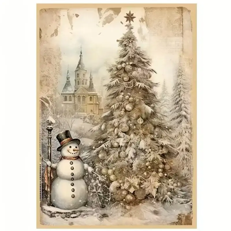 Scrap Set Kerst โ 4 Decoratieve Papieren (10x14 cm) + 4 Kerst Stickers - Afbeelding 2