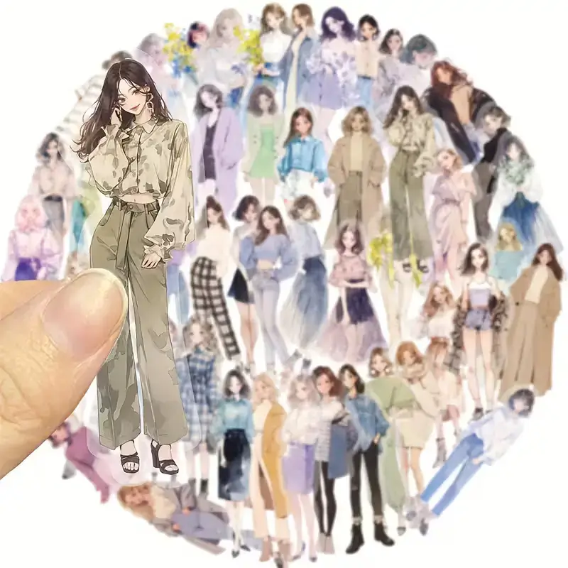 Transparante Stickers - 10x Mode Meiden met Persoonlijkheid - Afbeelding 4