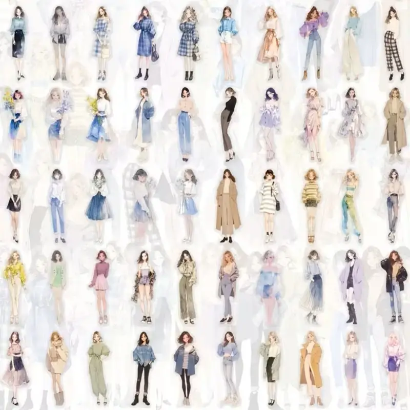 Transparante Stickers - 10x Mode Meiden met Persoonlijkheid - Afbeelding 3