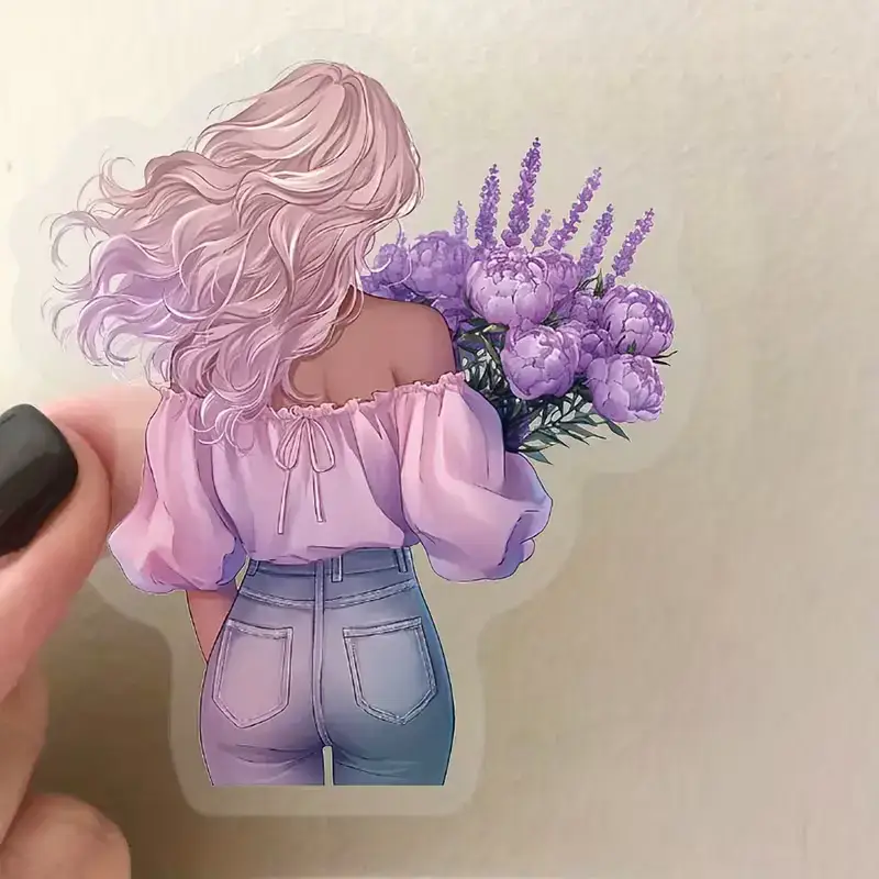 Transparante Stickers – Meisjes met Bloemen (10 stuks) - Afbeelding 4