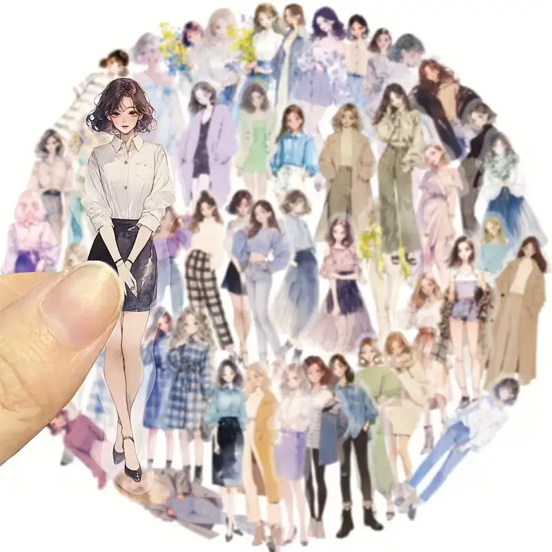 Transparante Stickers - 10x Mode Meiden met Persoonlijkheid - Afbeelding 2