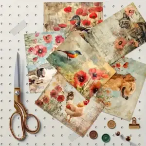 A5 decoratief papier dieren en bloemen