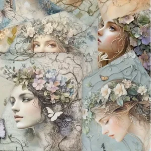 Bloemenmeisjes met kransen papier