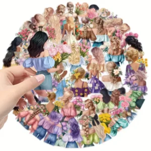 Transparante Stickers meisjes met bloemen