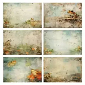 A5 decoratief papier met kikkers en moeras