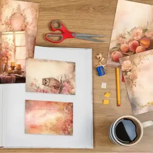 A5 decoratief papier roze vintage